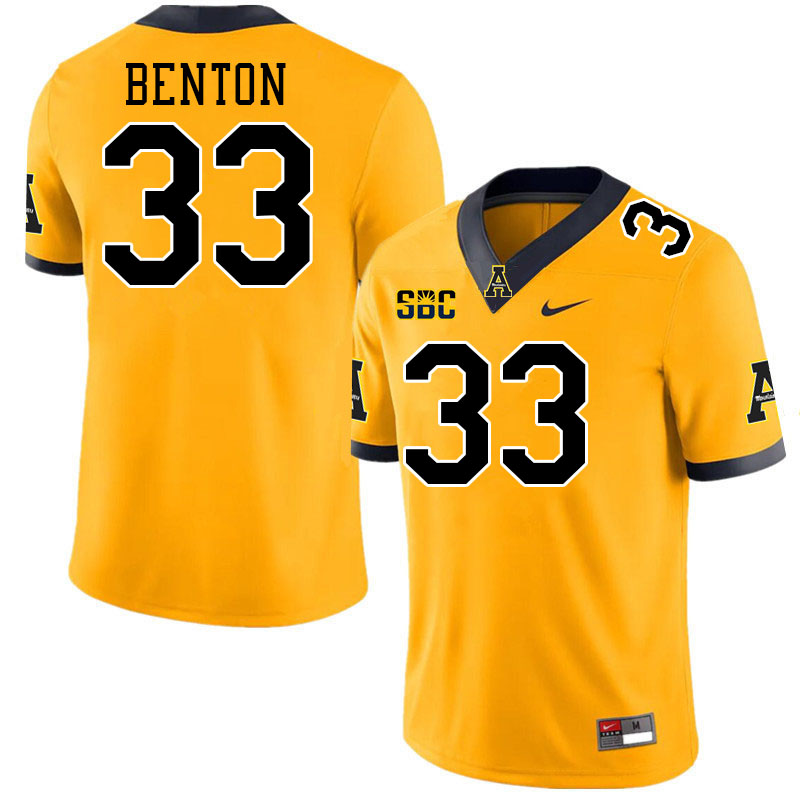 Appalachian State Mountaineers #33 Aiden Benton College Football Jerseys-Gold